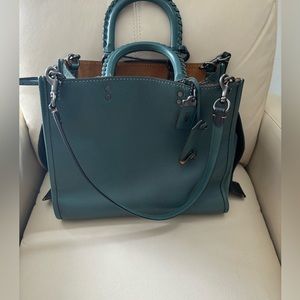 Coach Dark Turquoise Whipstitch Rogue Glove Tan Leather